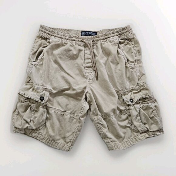 American Eagle Shorts Mens L Beige Cargo Utility Pockets Outdoor Gorpcore Grunge - Picture 7 of 16